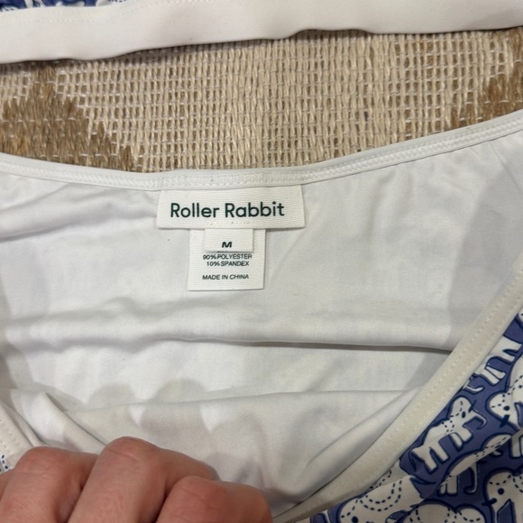 Roller Rabbit bikini set high waisted bottoms triangle tie top elephants print - Picture 4 of 7